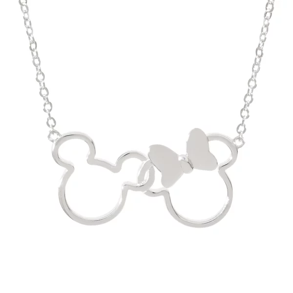 Collier Disney - MINNIE + MICKEY - en Laiton Plaqué Argent – Image 3