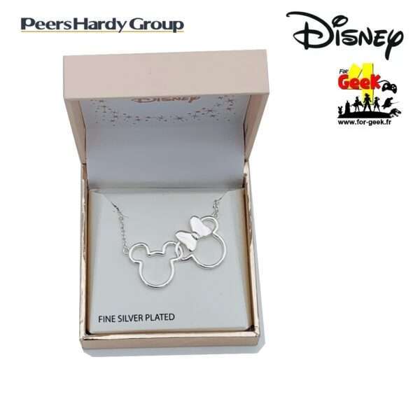 Collier Disney - MINNIE + MICKEY - en Laiton Plaqué Argent