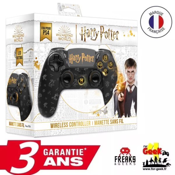 Manette Sans Fil PS4 - Harry Potter - Prise Jack - Boutons Lumineux - Noir