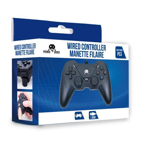 Manette Filaire pour PS3 et PC- 1.8m câble - Noir