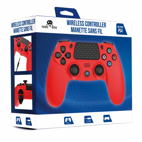 Manette Sans Fil Rouge pour PS4 Avec Prise Jack pour casque