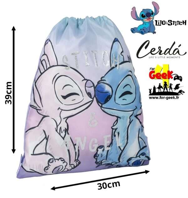 Sac de Gym STITCH & ANGEL - 39x30cm