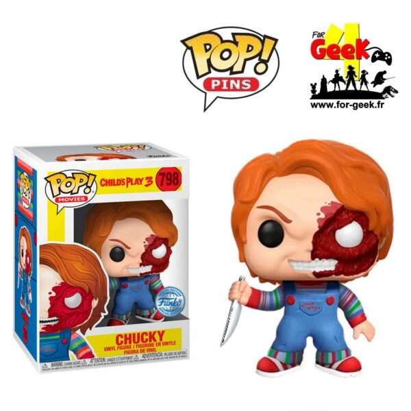 Figurine POP Movies N° 798 - Chucky Half (BD) NBX