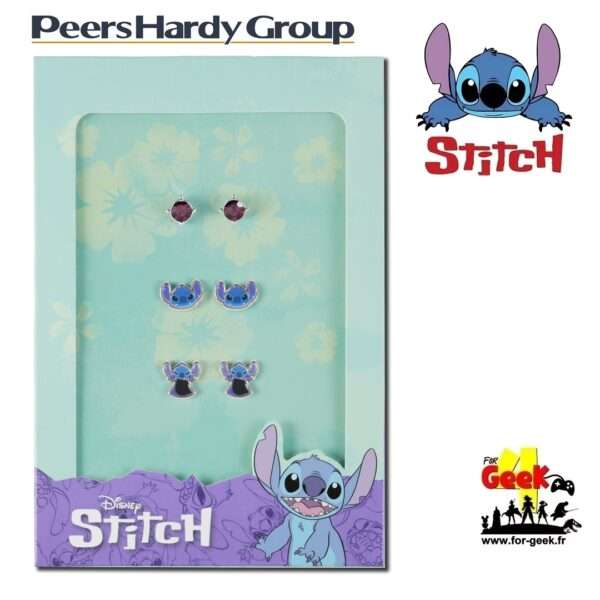 Set de 3 Paires de Clous d'Oreillles - DISNEY STITCH