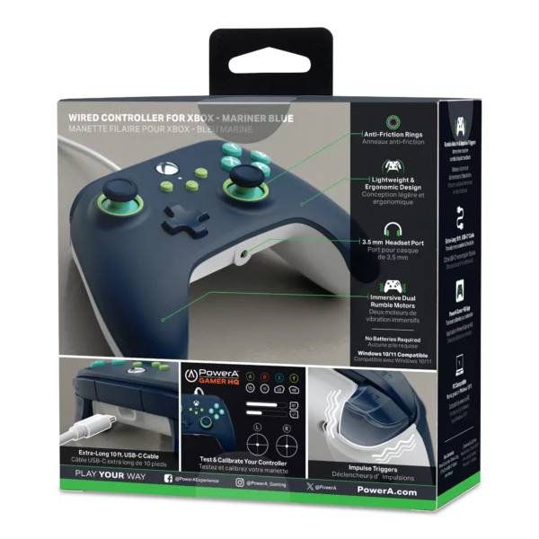 Manette Filaire- Xbox Series X/S et PC - Mariner Blue - Power A – Image 4