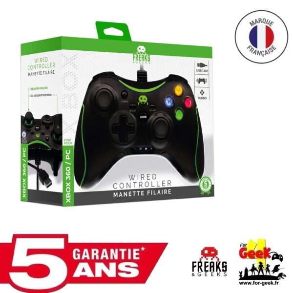 Manette Filaire Noire  Xbox 360