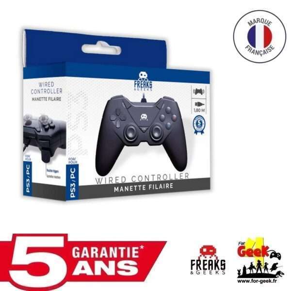 Manette Filaire pour PS3 et PC- 1.8m câble - Noir