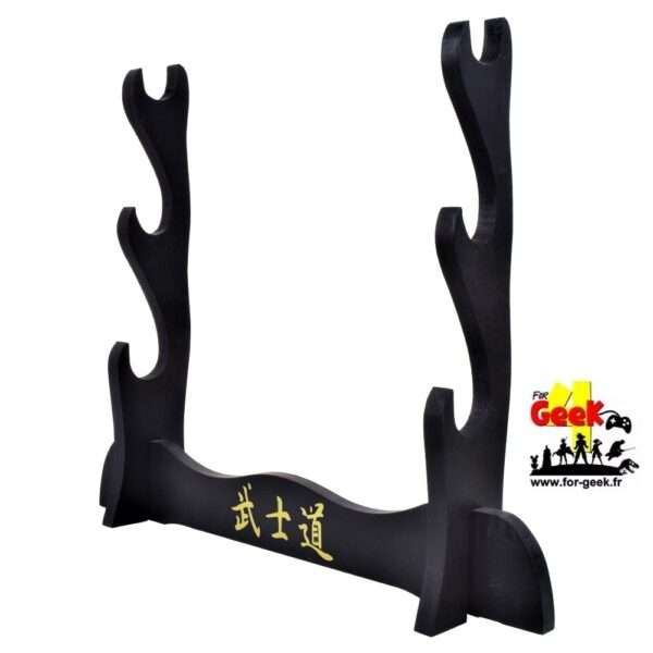 Présentoir de table en bois pour 3 katanas